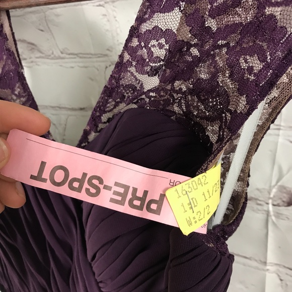 Watters W Too Short Plumb Bridesmaid Dress - Picture 3 of 8